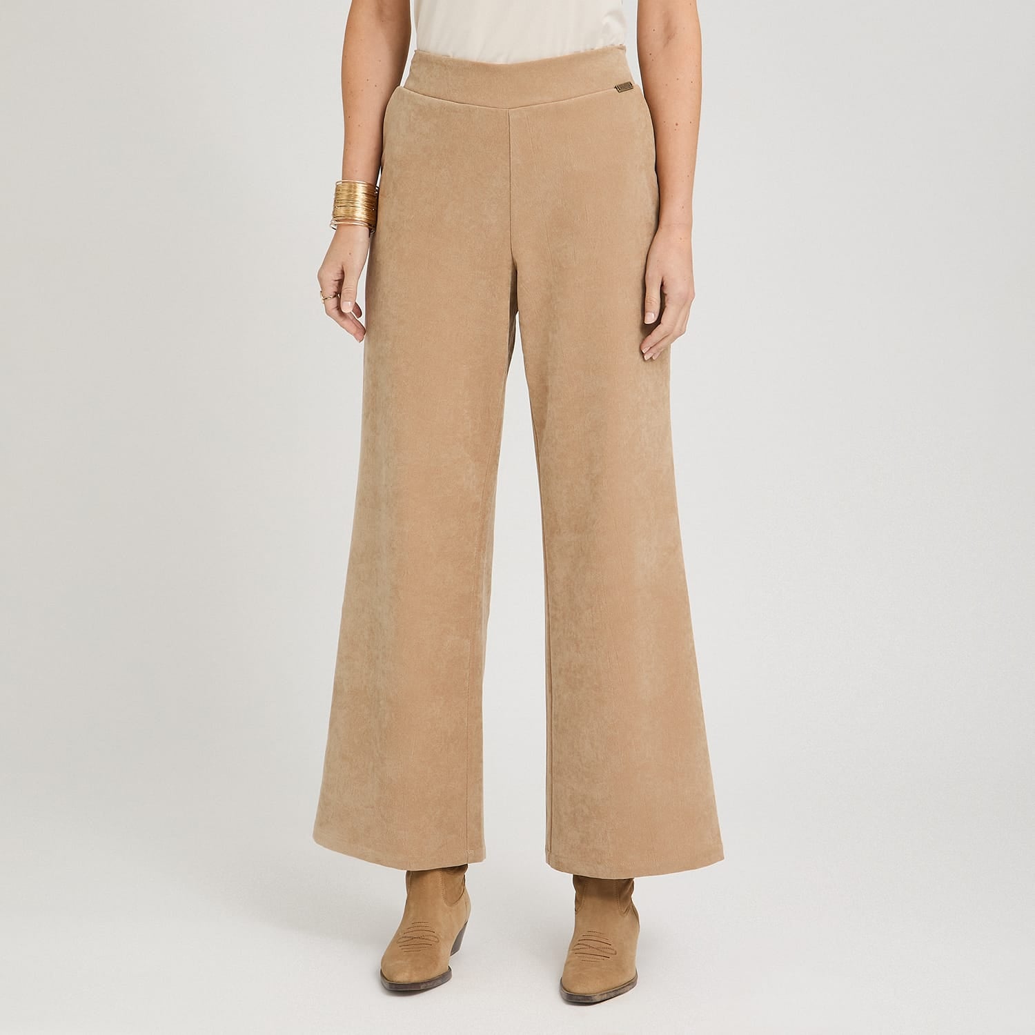 Pantalón Sport Palazzo de Suede Camel